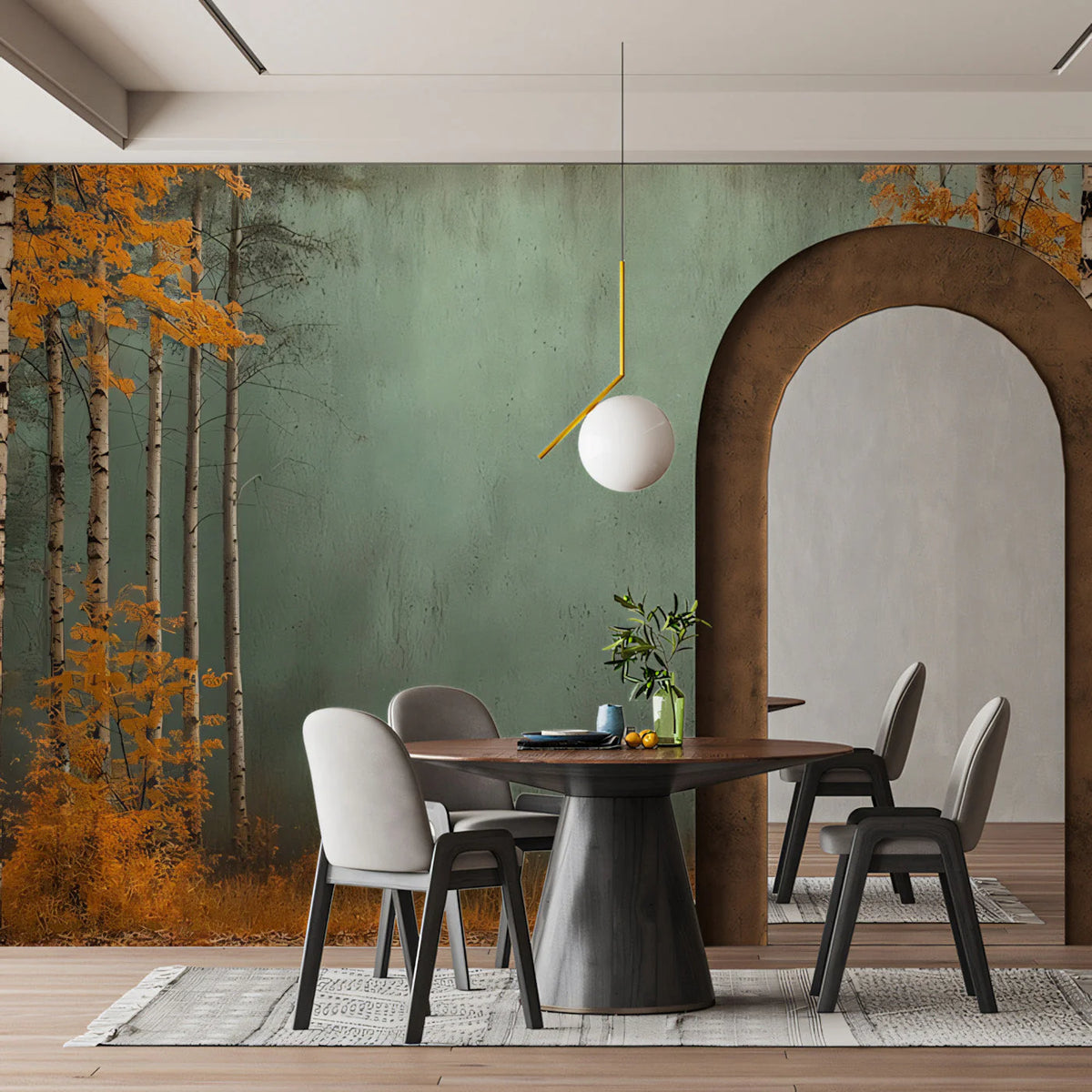 Autumn Aspen Grove Mural Wallpaper — Moody Forest Landscape Mural Wallpaper - pure wallpaper artwork