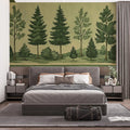 Hand-Painted Forest Scenic Mural Wallpaper in Sage and Pine Mural Wallpaper - pure wallpaper artwork