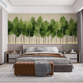 Birch Forest Grove Mural Wallpaper — Hand-Painted Botanical Art Mural Wallpaper - pure wallpaper artwork