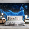 Celestial Goddess Starry Night Mural Wallpaper — Deep Blue Mural Mural Wallpaper - pure wallpaper artwork