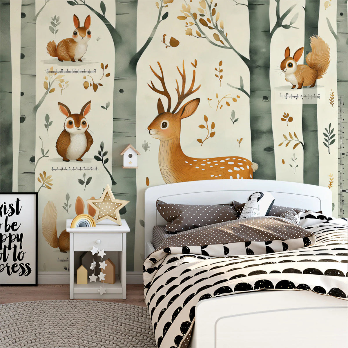 Whimsical Forest Friends Mural Wallpaper for Kids Spaces Mural Wallpaper - pure wallpaper artwork