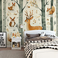 Whimsical Forest Friends Mural Wallpaper for Kids Spaces Mural Wallpaper - pure wallpaper artwork