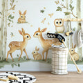 Forest Friends Woodland Mural Wallpaper — Whimsical Soft Tones Mural Wallpaper - pure wallpaper artwork