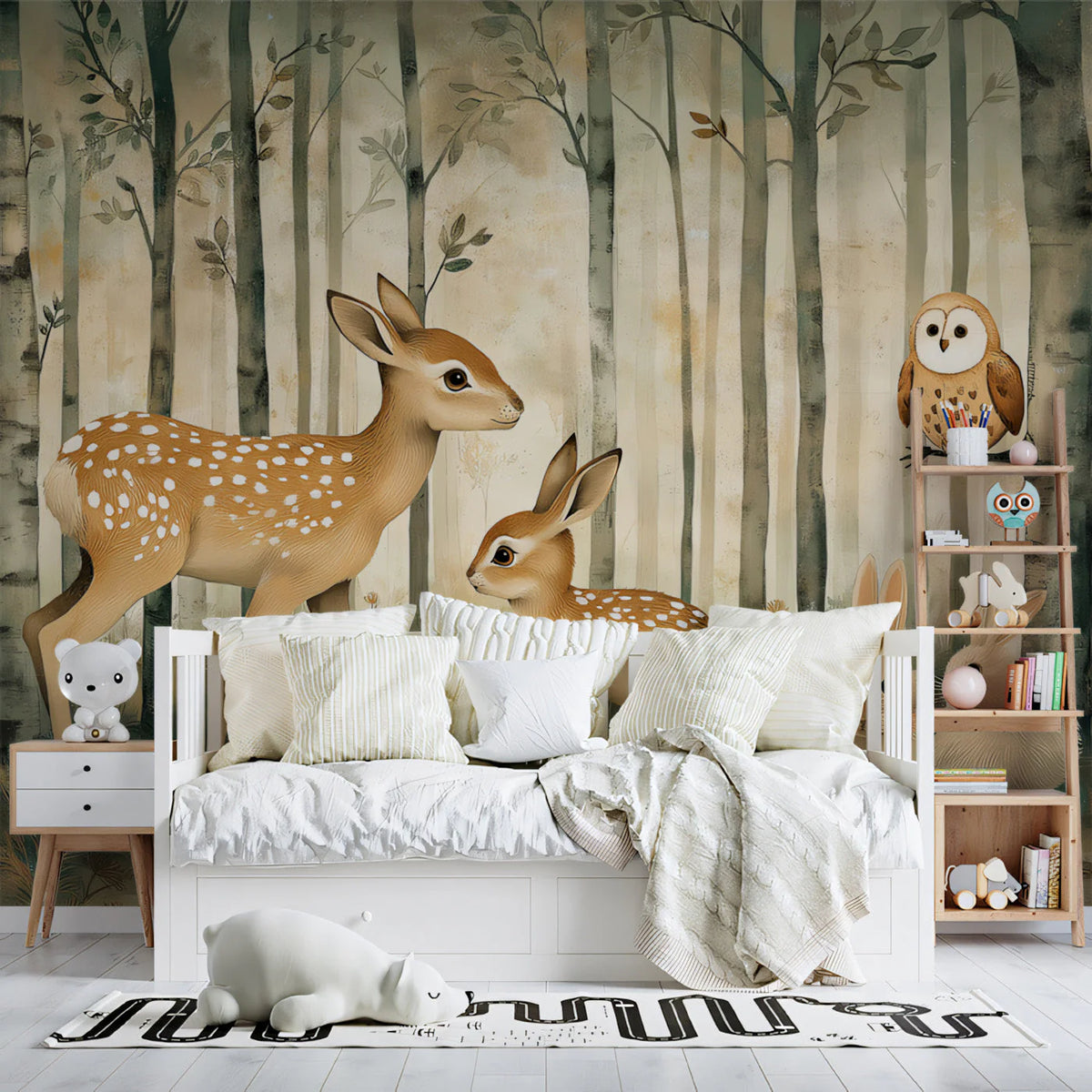 Woodland Friends Mural Wallpaper — Whimsical Forest Tale Mural Wallpaper - pure wallpaper artwork