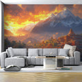 Golden Himalayan Temple Landscape Mural Wallpaper - pure wallpaper artwork