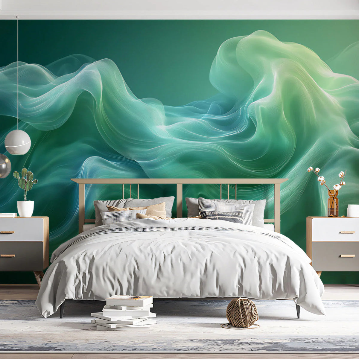Aurora Swirl Mural Wallpaper — Ethereal Fluid Art Design Mural Wallpaper - pure wallpaper artwork
