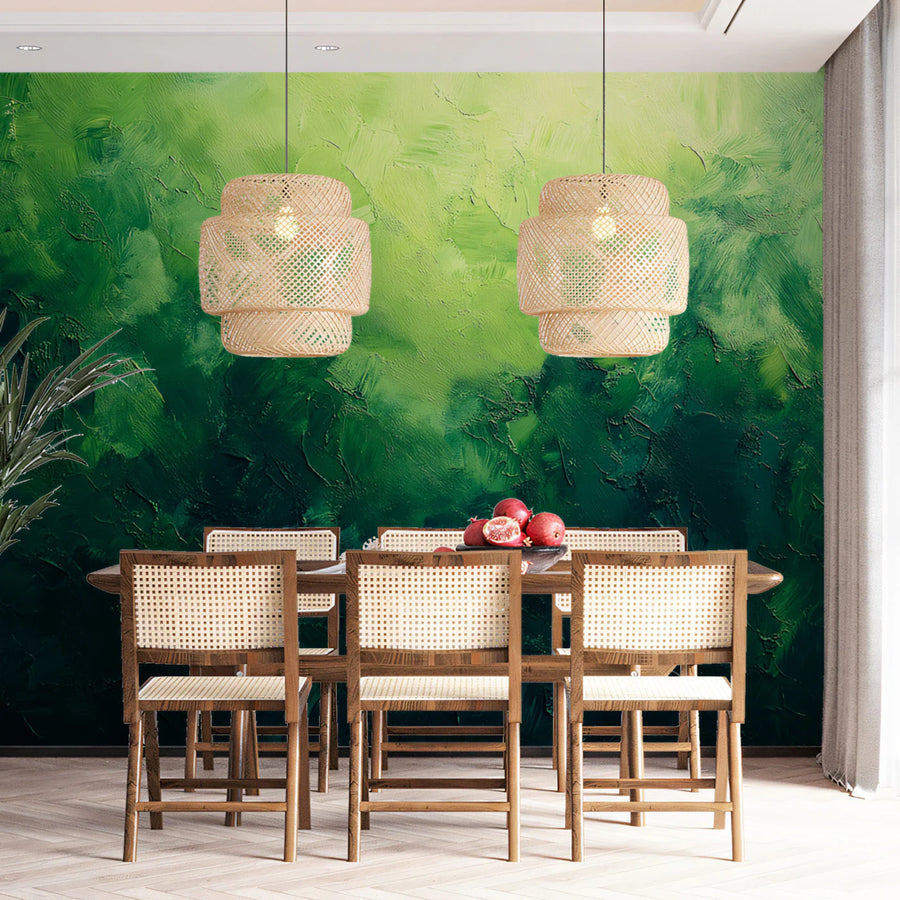 Abstract Forest Oil Painting Mural Wallpaper — Verdant Green Mural Wallpaper