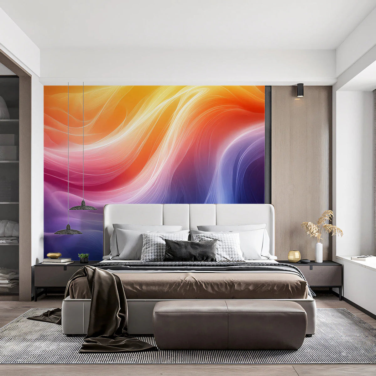 Nebula Swirl Mural Wallpaper — Fluid Gradient Abstract Art Mural Wallpaper - pure wallpaper artwork