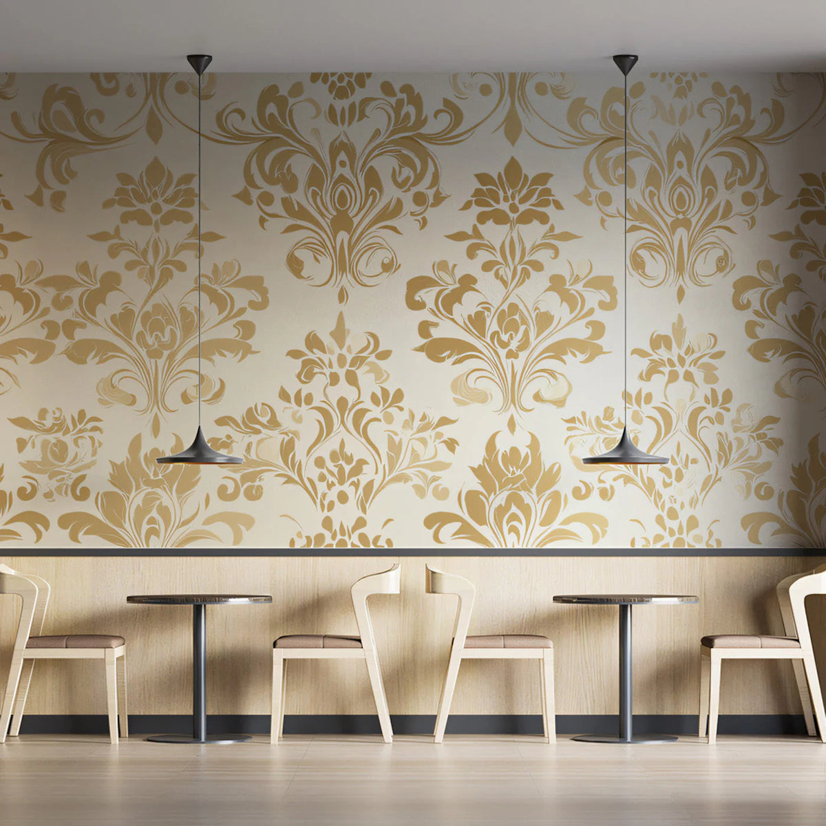 Gilded Damask Mural Wallpaper — Elegant Ornate Pattern Mural Wallpaper - pure wallpaper artwork