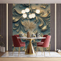 Golden Baroque Floral Mural Wallpaper — Sculpted Relief Effect Mural Wallpaper - pure wallpaper artwork