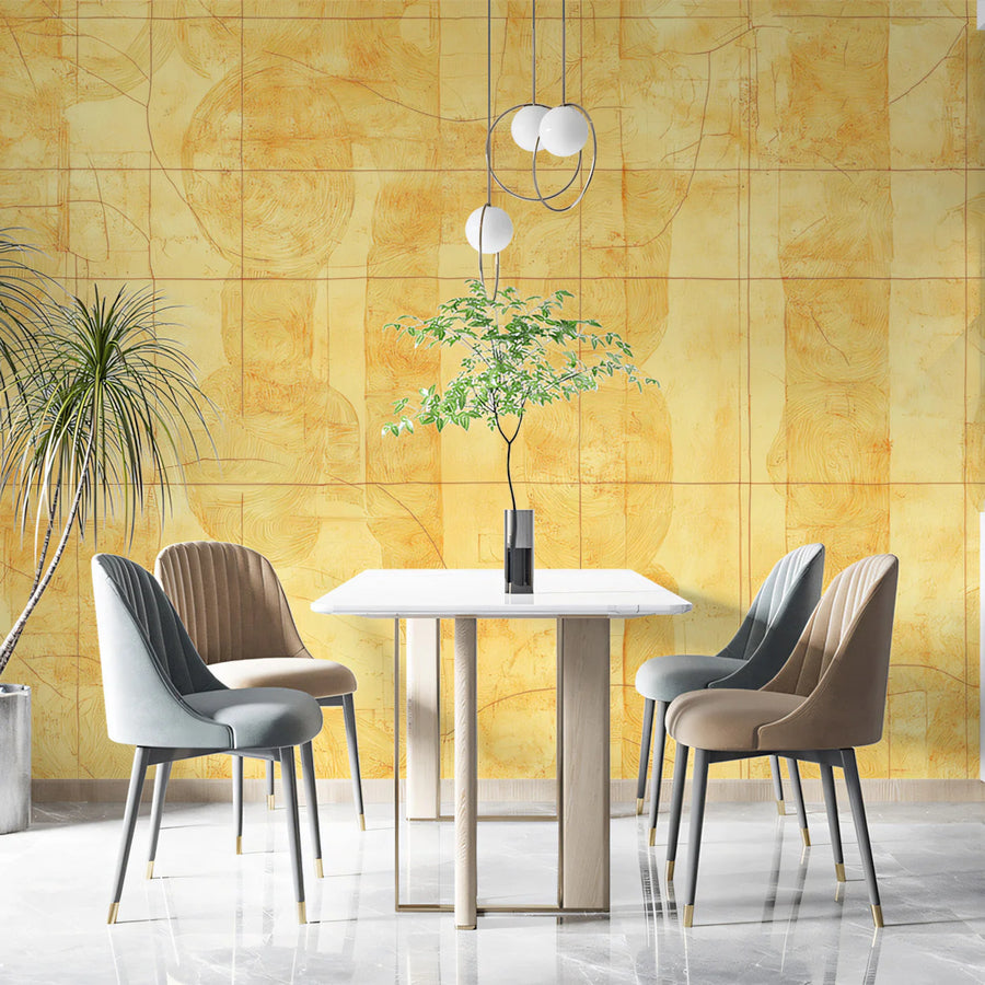 Golden Marble Grid Mural Wallpaper — Modern Abstract Design Mural Wallpaper