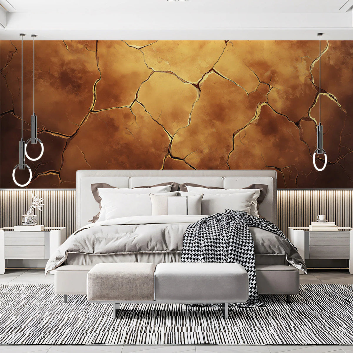 Cracked Earth Mural Wallpaper in Rich Sienna and Ochre Mural Wallpaper - pure wallpaper artwork