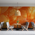 Sun-Drenched Amber Leaf Mural Wallpaper — Organic Botanical Design Mural Wallpaper - pure wallpaper artwork