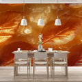 Gilded Autumn Leaf Mural Wallpaper — Warm Botanical Design Mural Wallpaper - pure wallpaper artwork