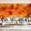 Autumn Leaves Mural Wallpaper — Radiant Copper and Amber Tones Mural Wallpaper - pure wallpaper artwork
