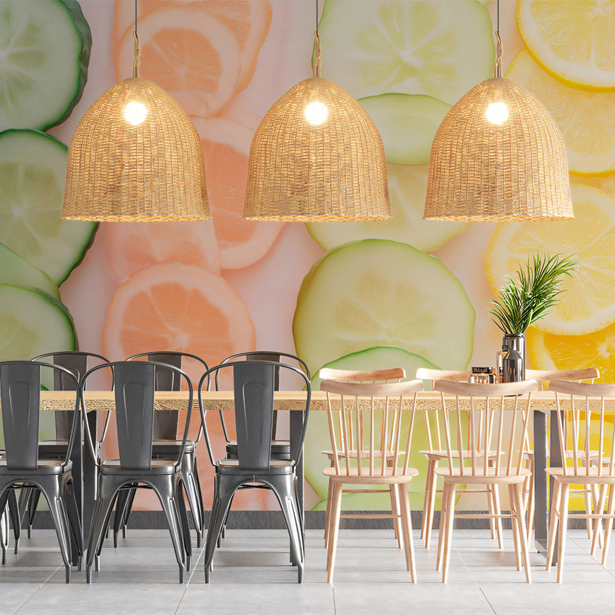 Citrus Slices Mural Wallpaper — Colorful Fruit Pattern Mural Wallpaper - pure wallpaper artwork