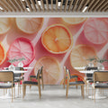 Citrus Zest Mural Wallpaper — Pastel Fruit Pattern Mural Wallpaper - pure wallpaper artwork