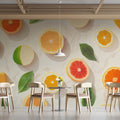 Fresh Citrus and Leaf Mural Wallpaper — Modern Botanical Mural Wallpaper - pure wallpaper artwork
