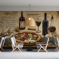 Italian Trattoria Sketch Mural Wallpaper — Rustic Culinary Art Mural Wallpaper - pure wallpaper artwork