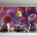 Floating Sushi and Caviar Mural Wallpaper — Modern Culinary Art Mural Wallpaper - pure wallpaper artwork