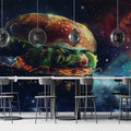 Cosmic Burger Mural Wallpaper — Surreal Science Fiction Art Mural Wallpaper - pure wallpaper artwork