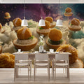 Floating Bites Mural Wallpaper — Surreal Cosmic Food Art Mural Wallpaper - pure wallpaper artwork