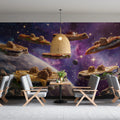 Cosmic Sandwich Mural Wallpaper — Whimsical Space Exploration Mural Wallpaper - pure wallpaper artwork