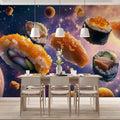 Cosmic Sushi Mural Wallpaper — Vibrant Galactic Culinary Art Mural Wallpaper - pure wallpaper artwork