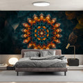 Radiant Mandala Floral Mural Wallpaper — Moody Bohemian Style Mural Wallpaper - pure wallpaper artwork