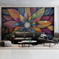 Vibrant Mandala Petal Mural Wallpaper — Artistic Floral Design Mural Wallpaper - pure wallpaper artwork