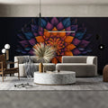 Vibrant Mandala Bloom Mural Wallpaper — Bold Floral Art Mural Wallpaper - pure wallpaper artwork
