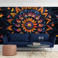 3D Papercut Mandala Mural Wallpaper — Vibrant Geometric Art Mural Wallpaper - pure wallpaper artwork