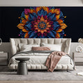 Vibrant Geometric Mandala Mural Wallpaper — Deep Color Contrast Mural Wallpaper - pure wallpaper artwork