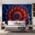 Radiant Mandala Bloom Mural Wallpaper — Modern Bohemian Art Mural Wallpaper - pure wallpaper artwork