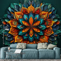 Layered Petal Mandala Mural Wallpaper — Vibrant 3D Art Mural Wallpaper - pure wallpaper artwork