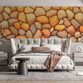 Rustic Stone Wall Mural Wallpaper —Earthy Warmth and Texture Mural Wallpaper - pure wallpaper artwork