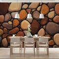 River Stone Mural Wallpaper —Earthy Warmth and Natural Texture Mural Wallpaper - pure wallpaper artwork