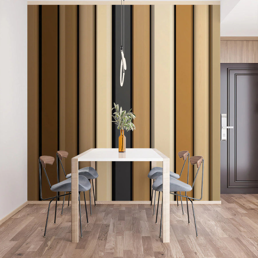Modern Vertical Wood Plank Mural Wallpaper — Earthy and Minimalist Mural Wallpaper