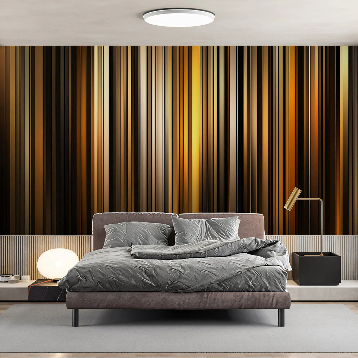 Metallic Vertical Stripe Mural Wallpaper — Warm Golden Gradient Mural Wallpaper - pure wallpaper artwork