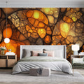 Luminous Amber Stone Mural Wallpaper — Abstract Organic Design Mural Wallpaper - pure wallpaper artwork