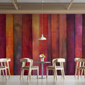 Vibrant Multicolored Wood Plank Mural Wallpaper — Artistic Finish Mural Wallpaper - pure wallpaper artwork