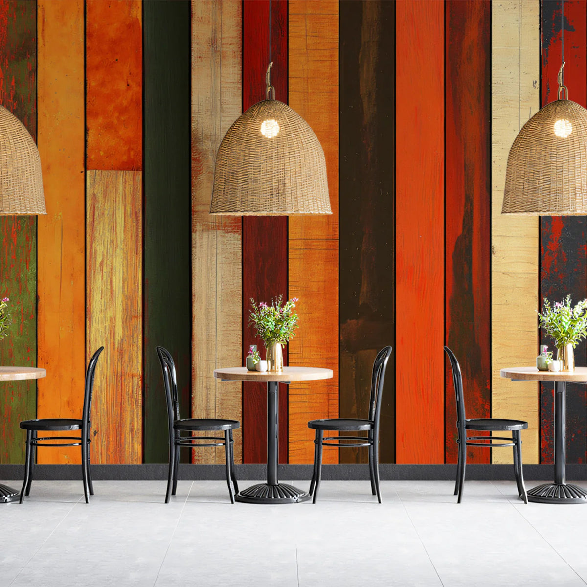 Rustic Distressed Timber Plank Mural Wallpaper — Colorful & Warm Mural Wallpaper - pure wallpaper artwork