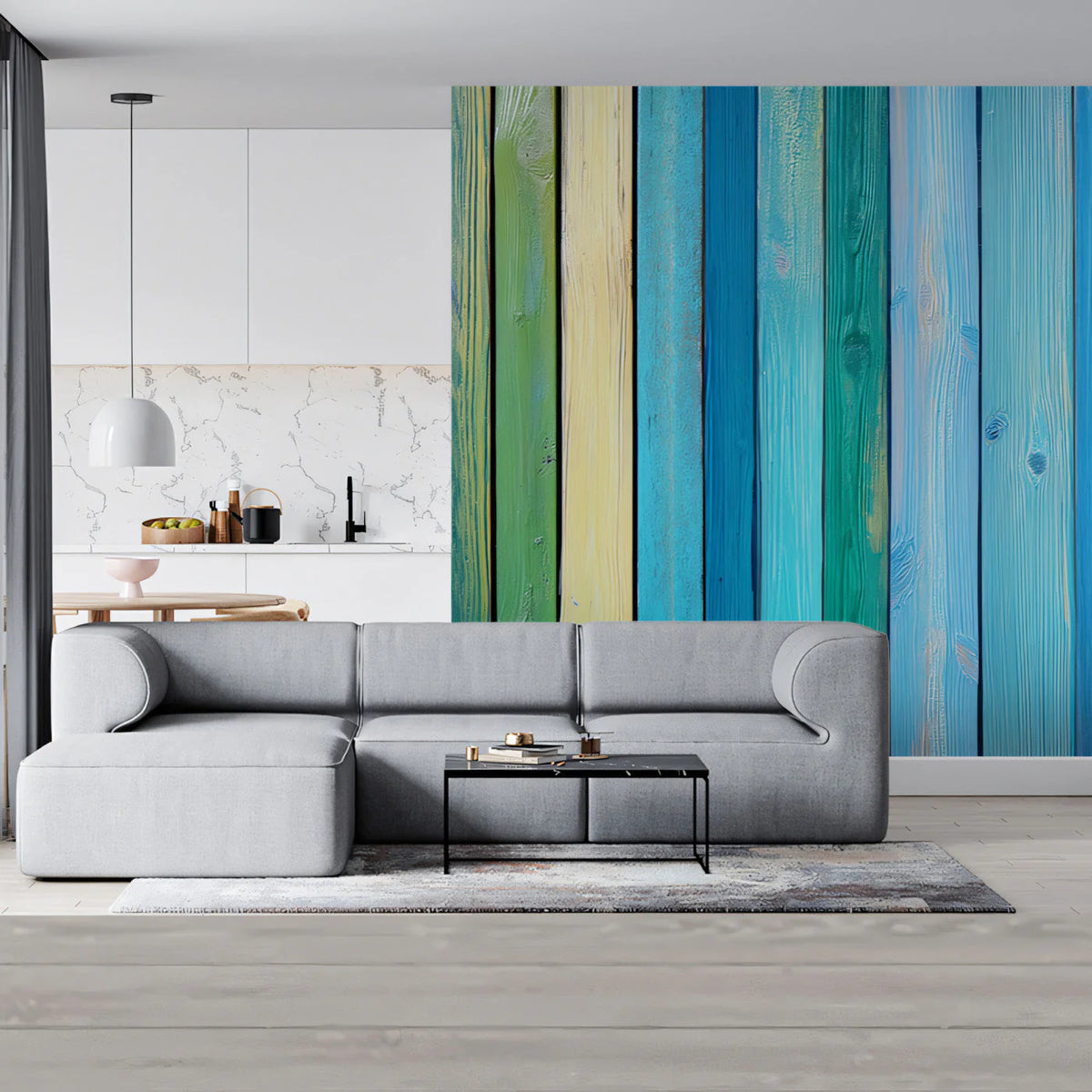 Coastal Painted Wood Planks Mural Wallpaper — Vibrant Colorful Mural Wallpaper - pure wallpaper artwork