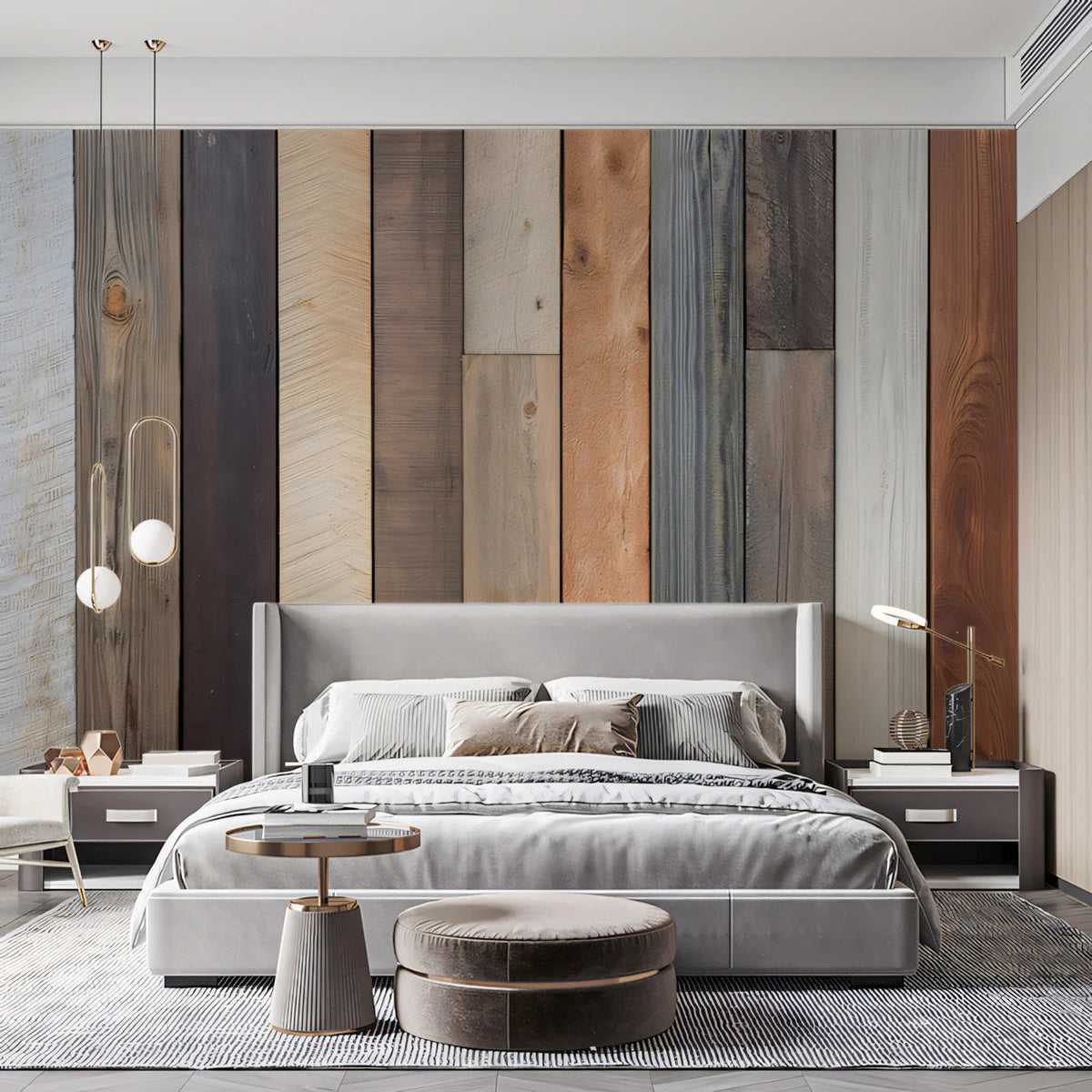 Rustic Weathered Plank Mural Wallpaper — Multi-Tonal Wood Grain Mural Wallpaper - pure wallpaper artwork