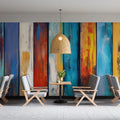 Rustic Painted Plank Mural Wallpaper — Colorful Distressed Wood Mural Wallpaper - pure wallpaper artwork