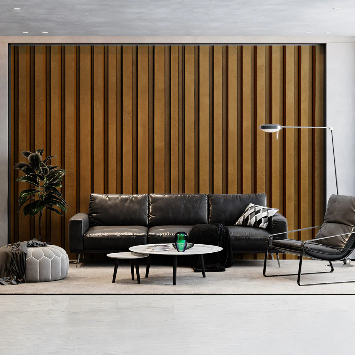Modern Vertical Wood Slat Mural Wallpaper — Warm Oak Tones Mural Wallpaper - pure wallpaper artwork