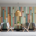 Stacked Pastel Block Mural Wallpaper — Modern Geometric Design Mural Wallpaper - pure wallpaper artwork