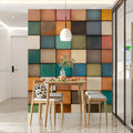Mosaic Block Mural Wallpaper — Multicolored Earthy Grid Mural Wallpaper - pure wallpaper artwork