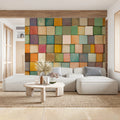 Mosaic Block Mural Wallpaper — Multicolored Geometric Art Mural Wallpaper - pure wallpaper artwork