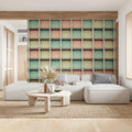 Grid Box Mural Wallpaper — Modern Pastel Geometric Wall Art Mural Wallpaper - pure wallpaper artwork